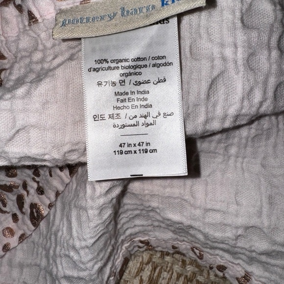 Pottery Barn Kids Pink Gold Leopard Print Organic Cotton Swaddle Blanket - Picture 4 of 4